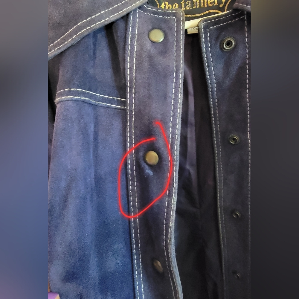 Vintage Suede Leather Women's Navy Blue Jacket - Picture 8 of 12